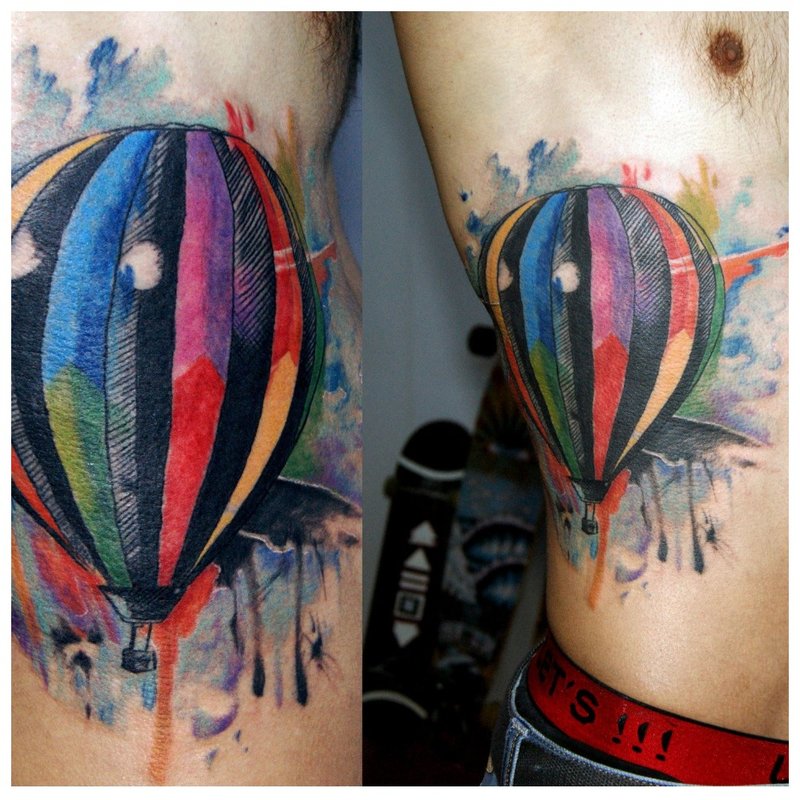 Watercolor tattoo in the form of a balloon