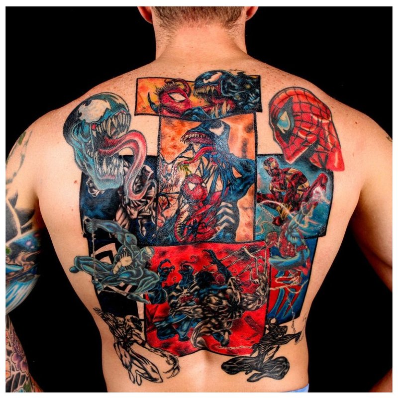 Full back color tattoo