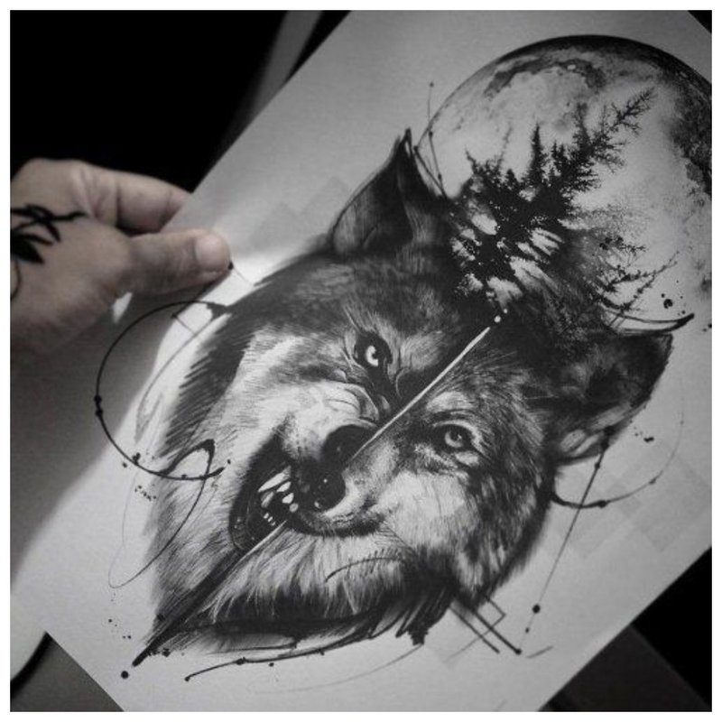 Wolf sketch for tattoo