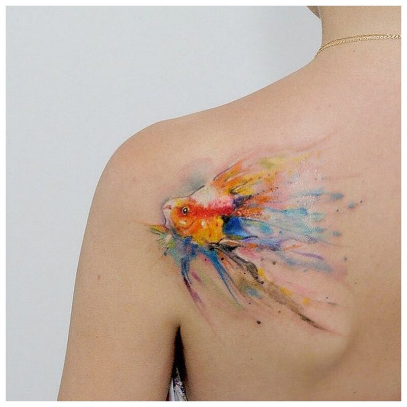 Watercolor fish tattoo