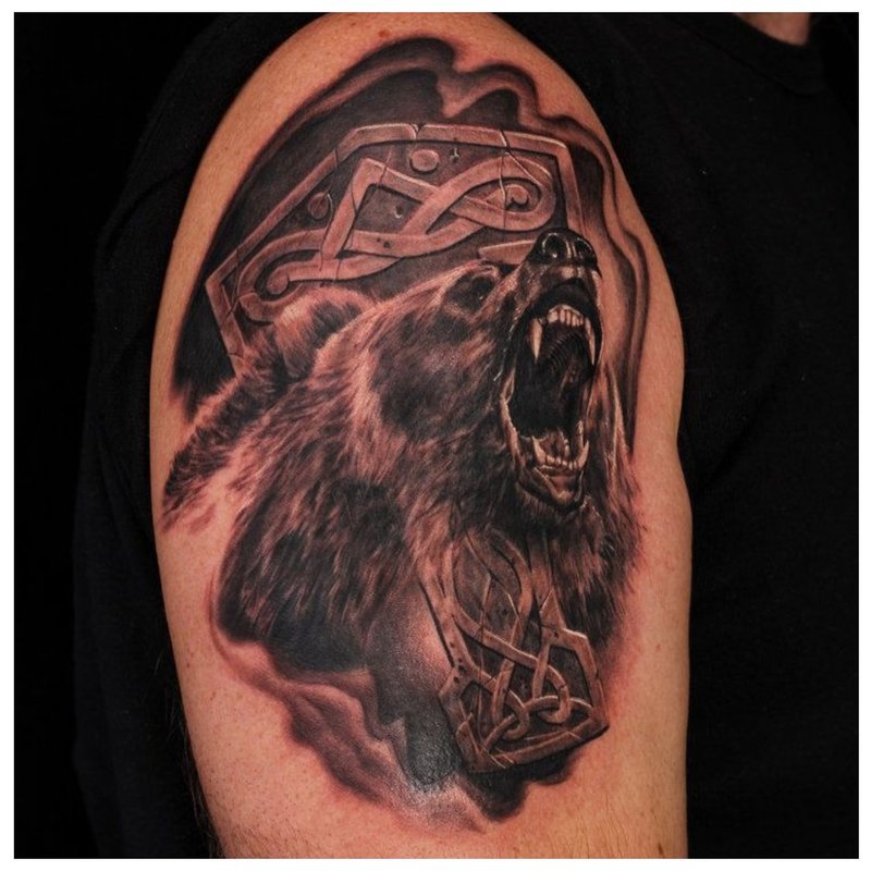 Slavic tattoo with a bear