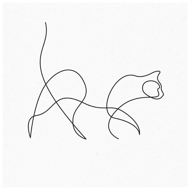 Cat outline tattoo sketch