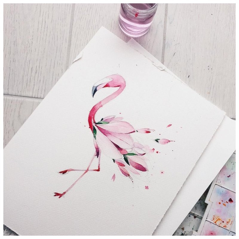 Flamingo sketch for watercolor tattoo