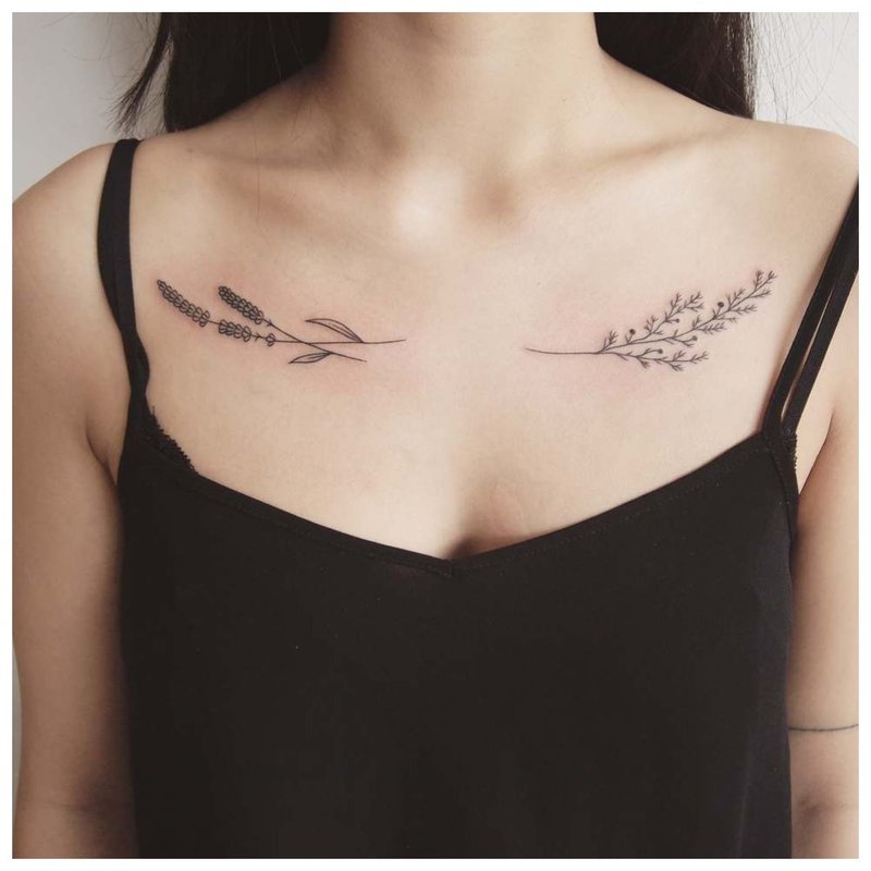 Neat tattoo clavicle twig