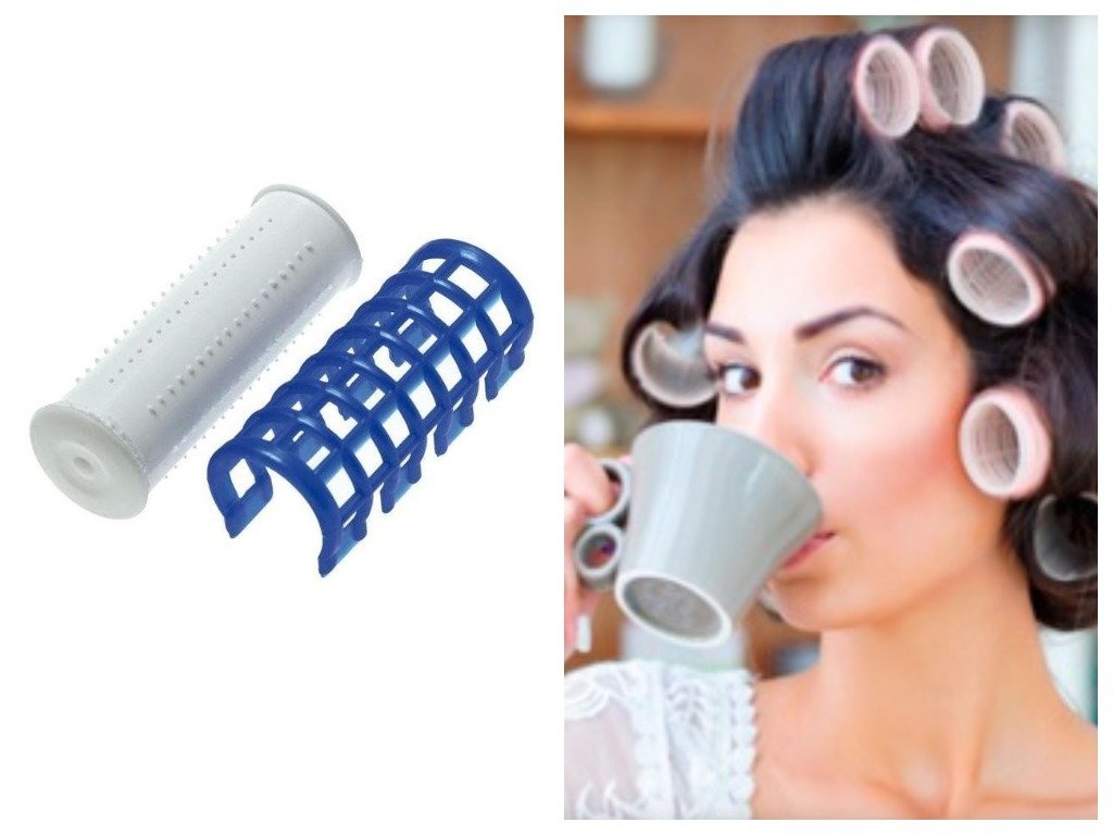 Thermal curlers and hair wrap on them