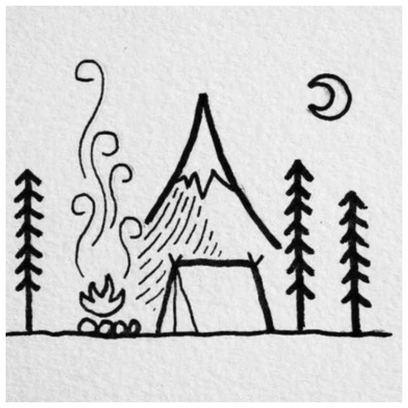 House in the forest - sketch for tattoo