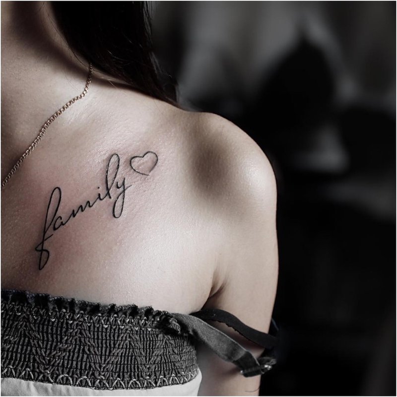 Tattoo with text on the shoulder