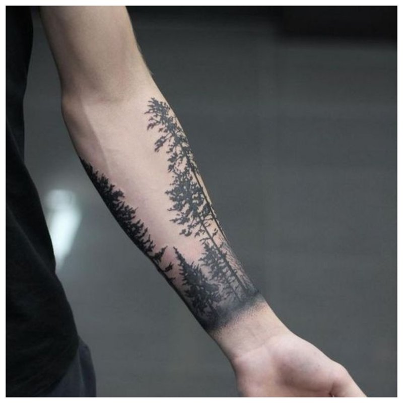 Tattoo landscape man on hand