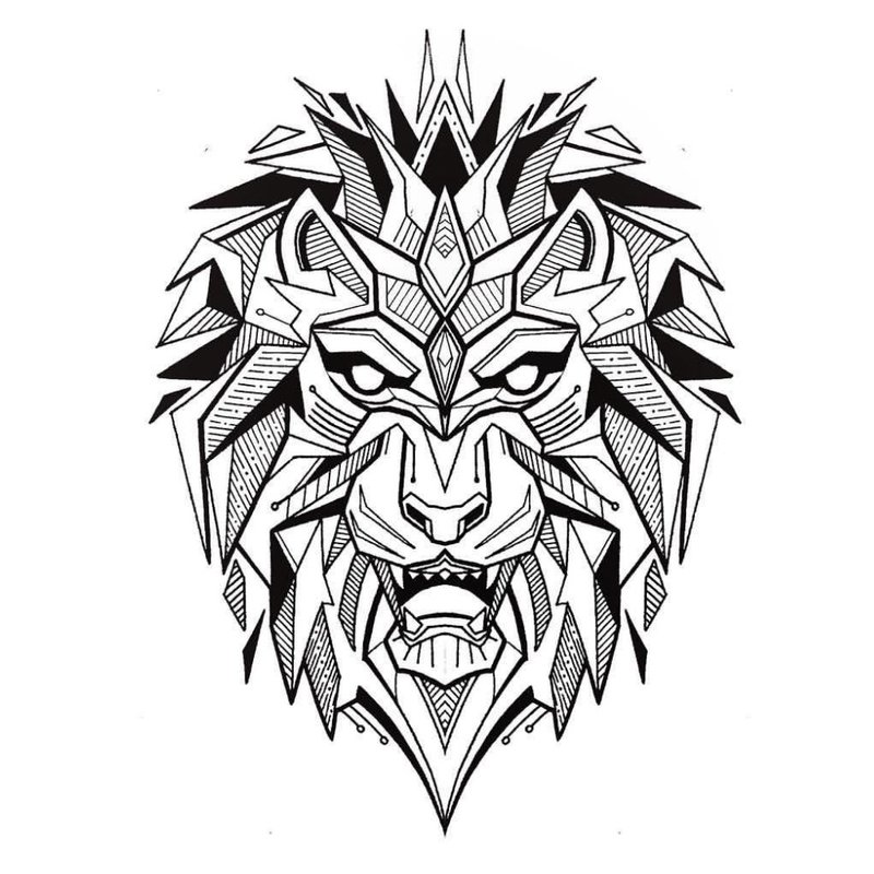 Sketch of a tattoo with a lion.