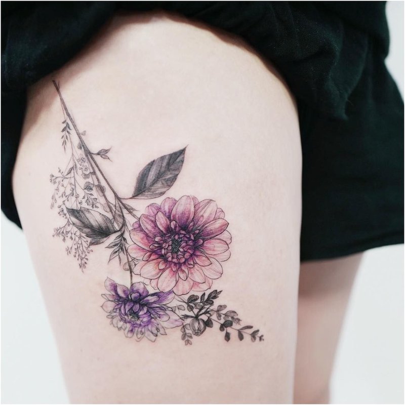 Original tattoo with flowers