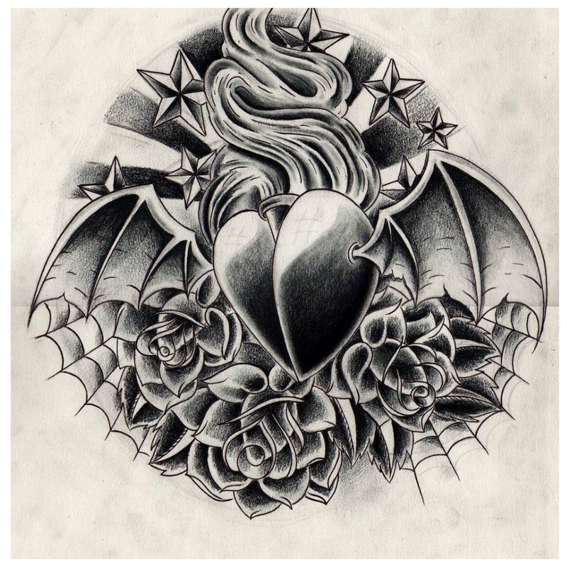 Black heart tattoo