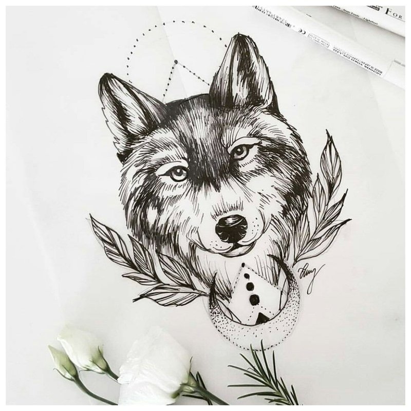 Smiling wolf - sketch for tattoo