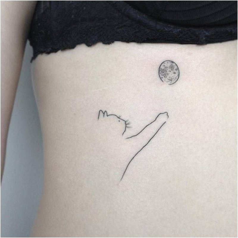 Minimalism cat tattoo