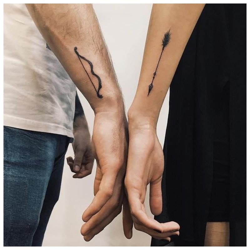 Love couple tattoo on the arm