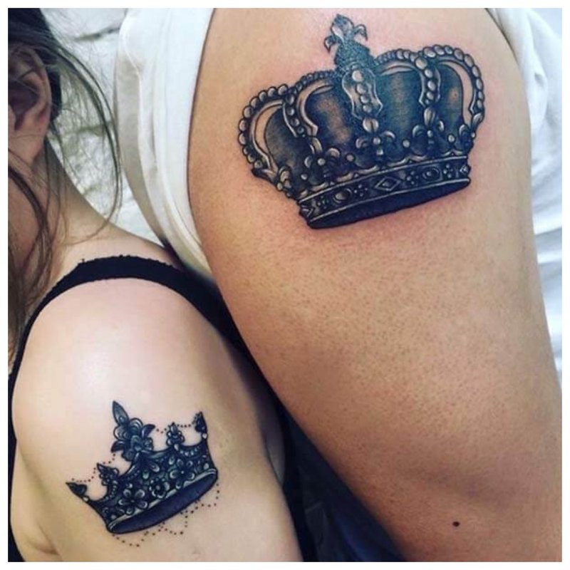 Crown tattoo for couple