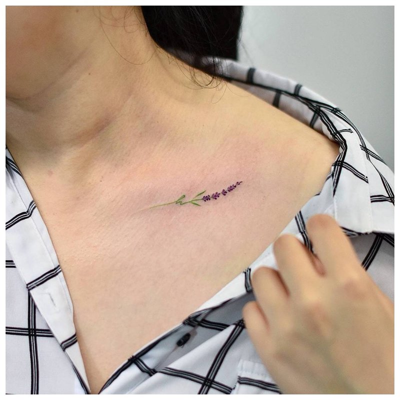 Gentle twig - clavicle tattoo