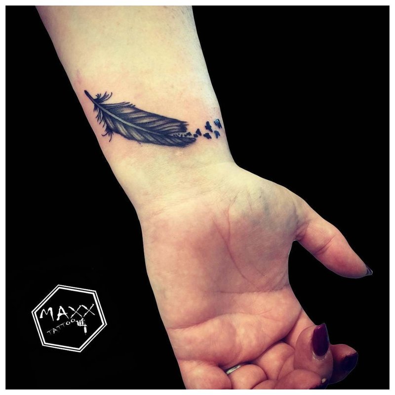 Feather and bird tattoos