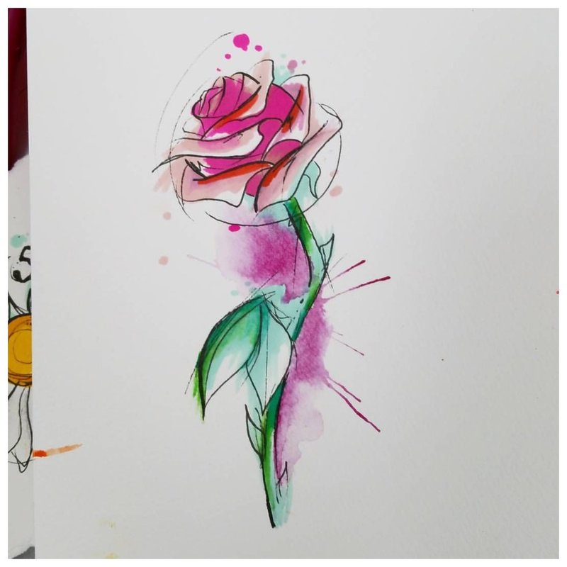 Watercolor sketch of roses for tattoo.