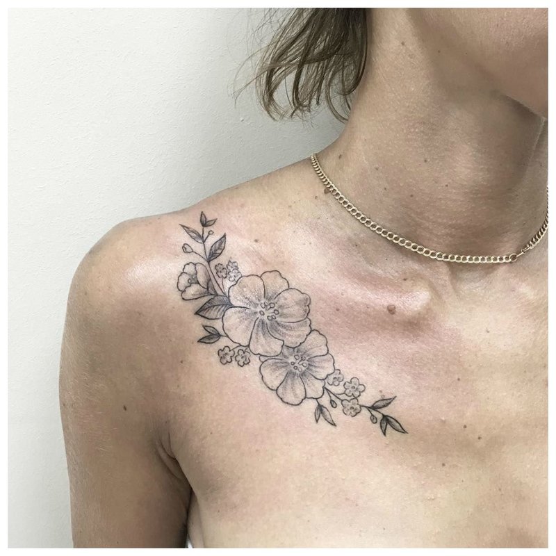 Flower theme for clavicle tattoo