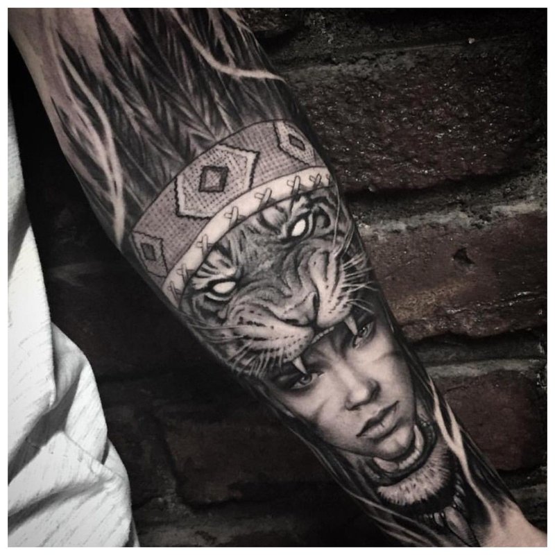 Bright tattoo on a man’s arm