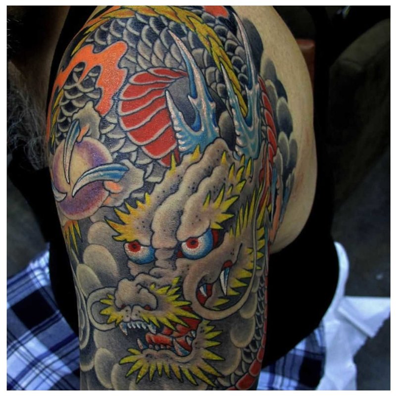 Japanese dragon on the shoulder