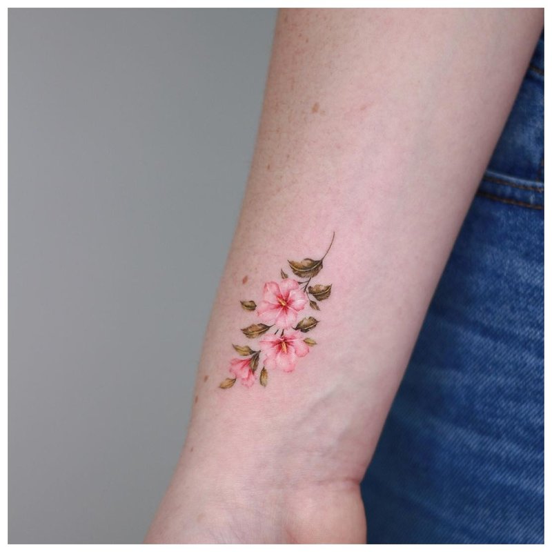 Floral wrist tattoo