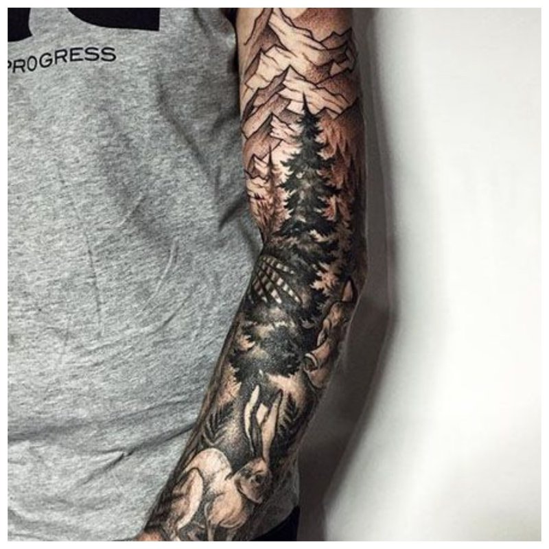 Men's arm tattoo