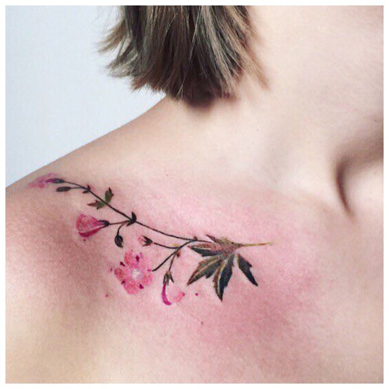 Beautiful flower on the clavicle