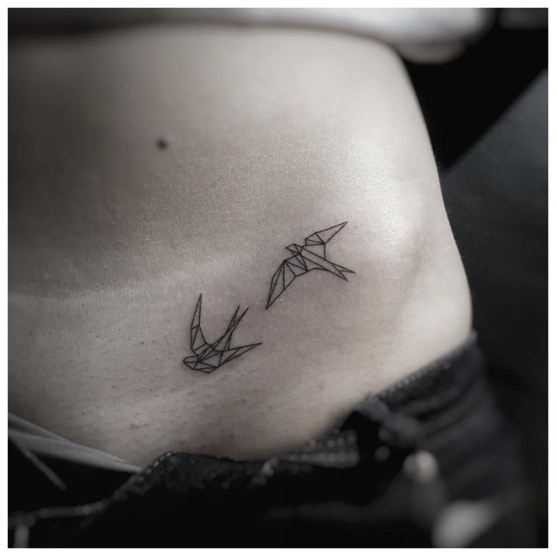 Cute birds - hip tattoo