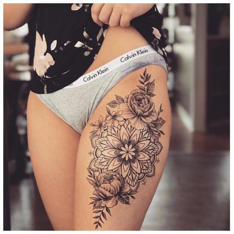 Original large hip tattoo