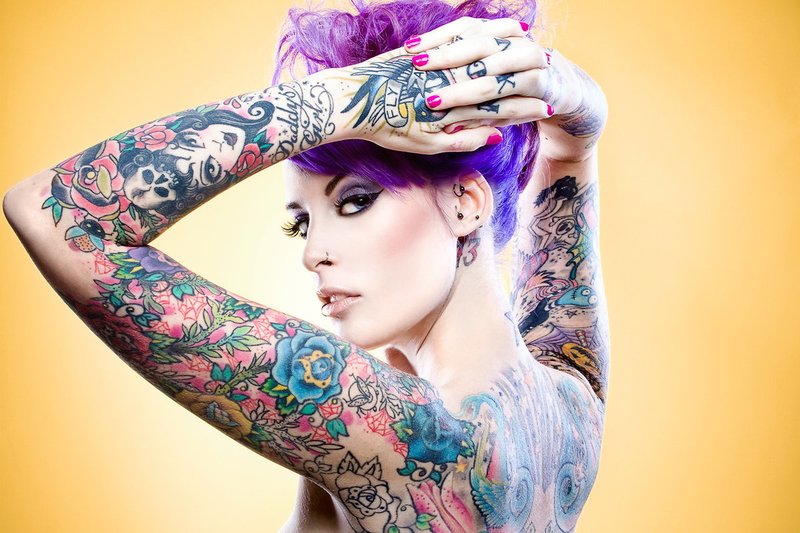 Girl with color tattoos