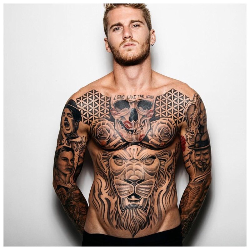 Tattoos on the body of men of celebrities