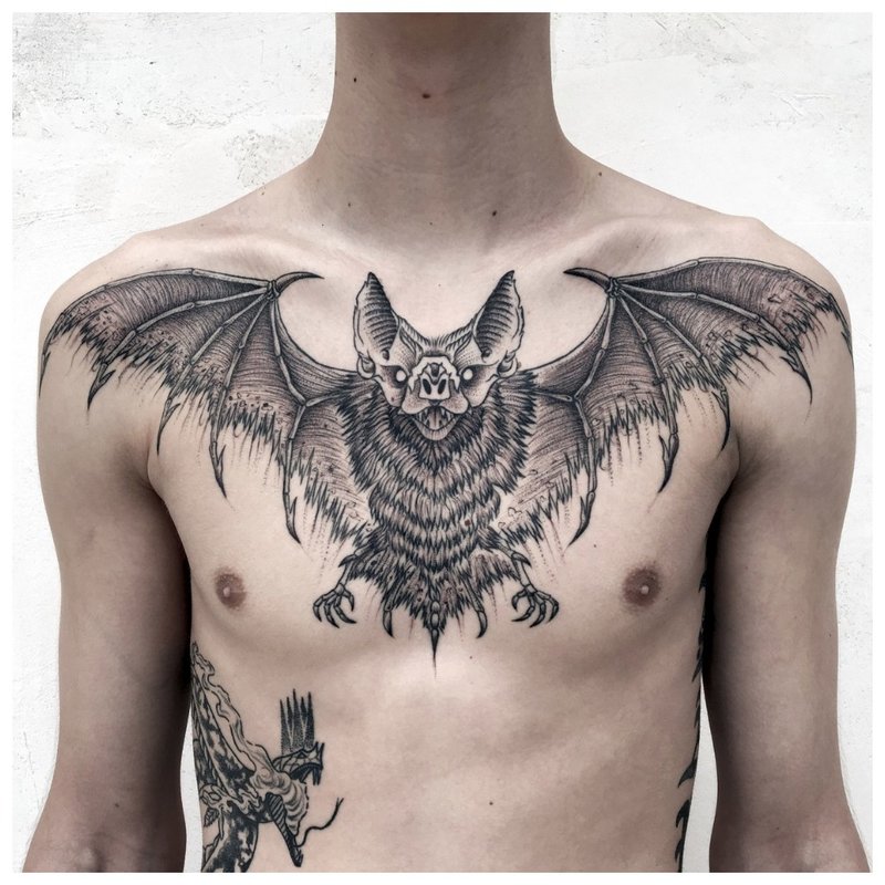 Animal theme tattoo man on the chest