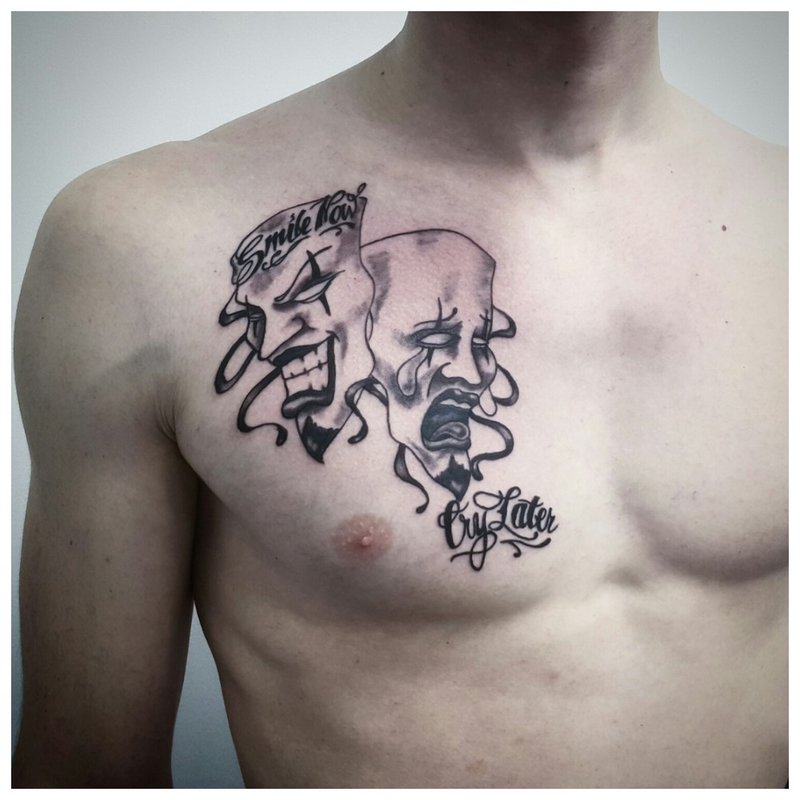 Unusual tattoo on the chest of a man