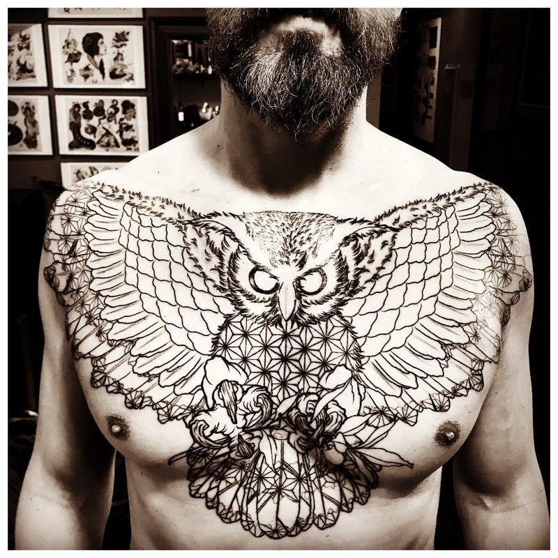 Large tattoo on a man’s chest