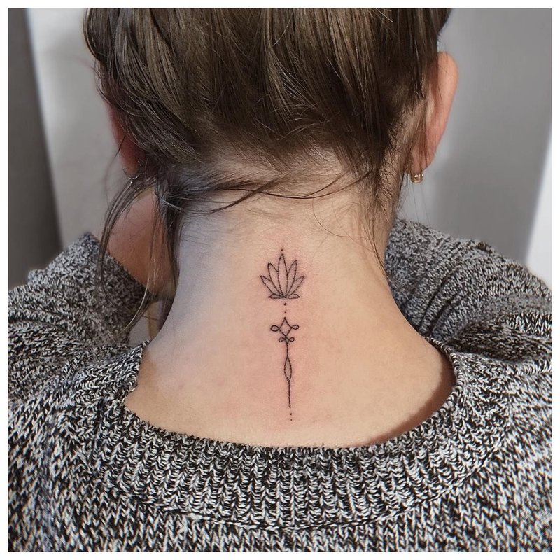 Tattoo on the back of the neck