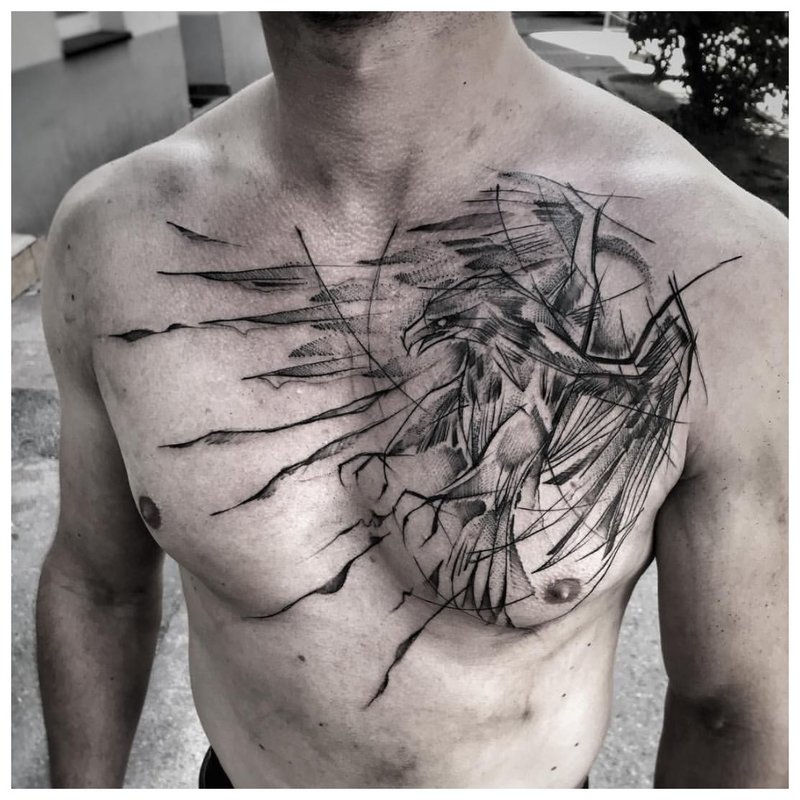 Interesting animal-themed tattoo on the man’s chest