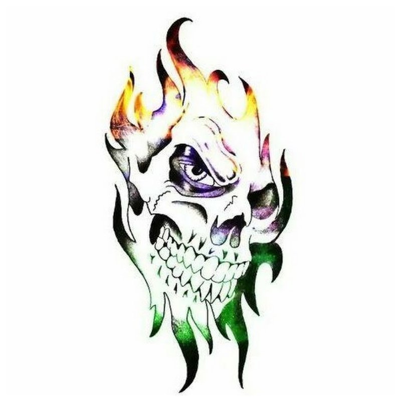 Colorful skull - sketch for tattoo