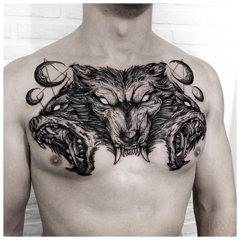 Animal theme tattoo man on the chest