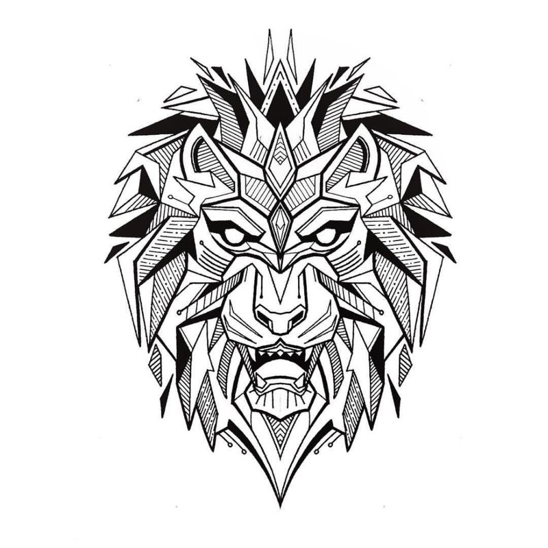 Ferocious lion - tattoo sketch