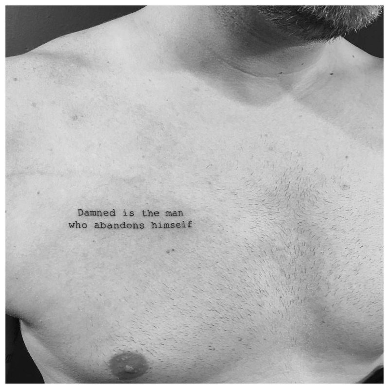 Tattoo inscription on the chest