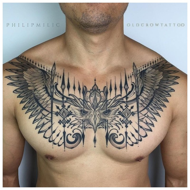 Animal theme tattoo man chest