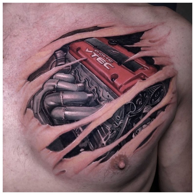 Cyberpunk chest tattoo