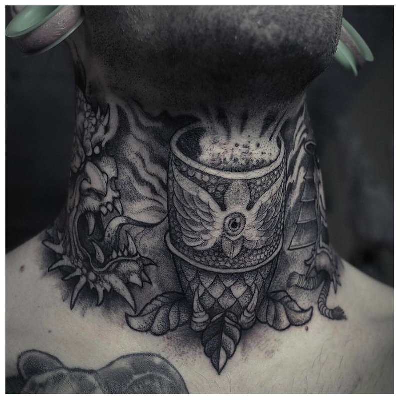 Tattoo on the neck of a man