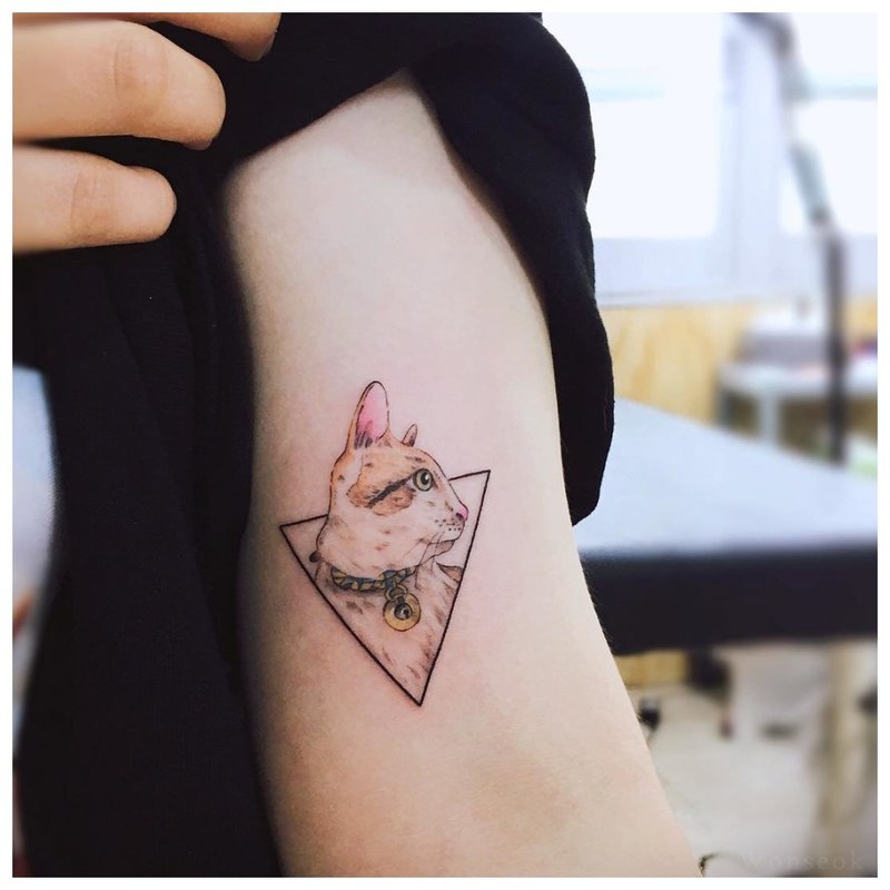 Triangle cat tattoo