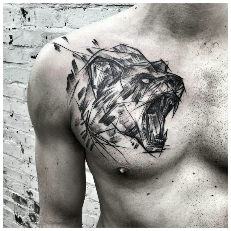 Animal - tattoo on the chest of a man