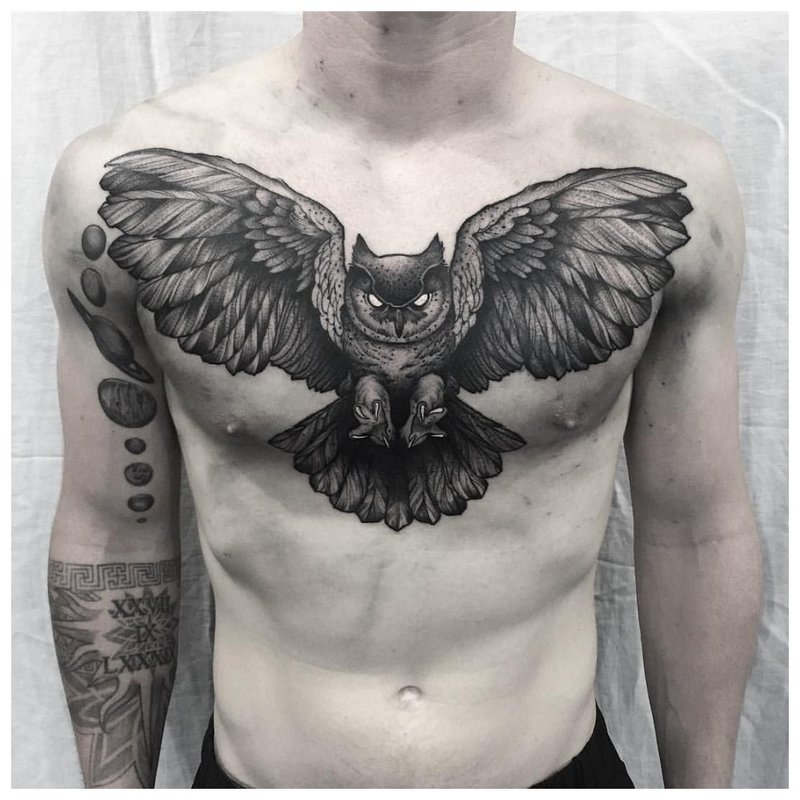 Bird - tattoo on a man's chest