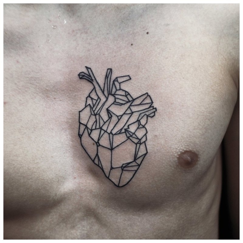 Heart tattoo on a man’s chest