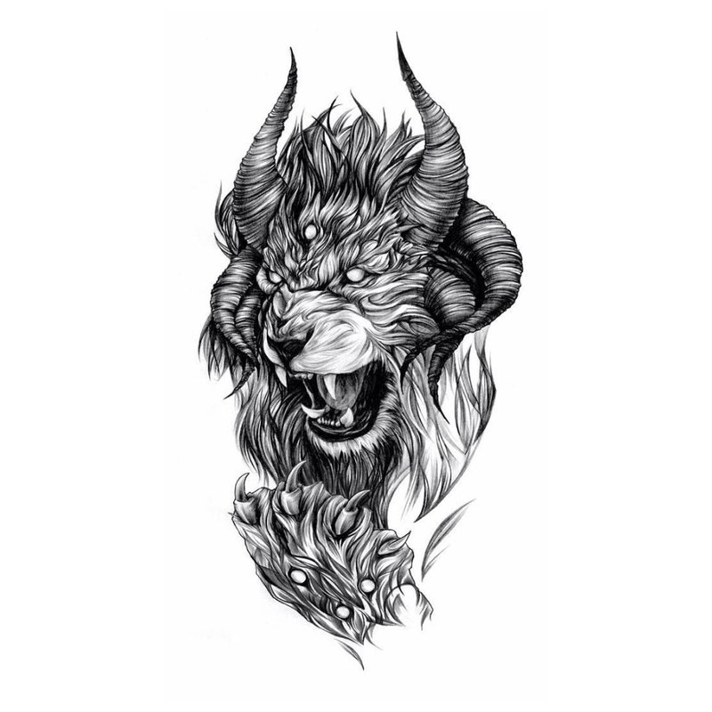 Grin of a lion - sketch for tattoo