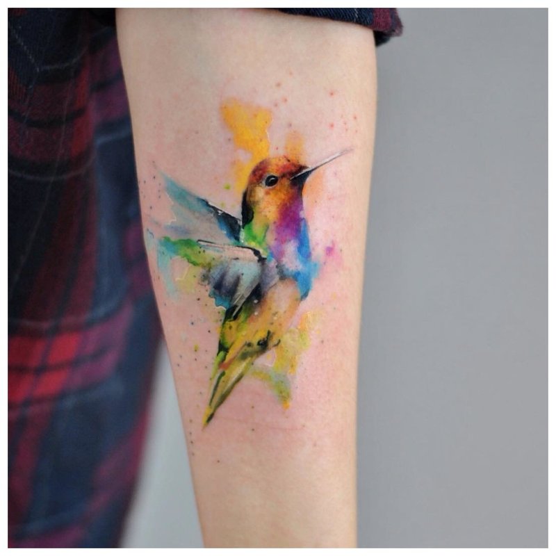 Hummingbird watercolor tattoo